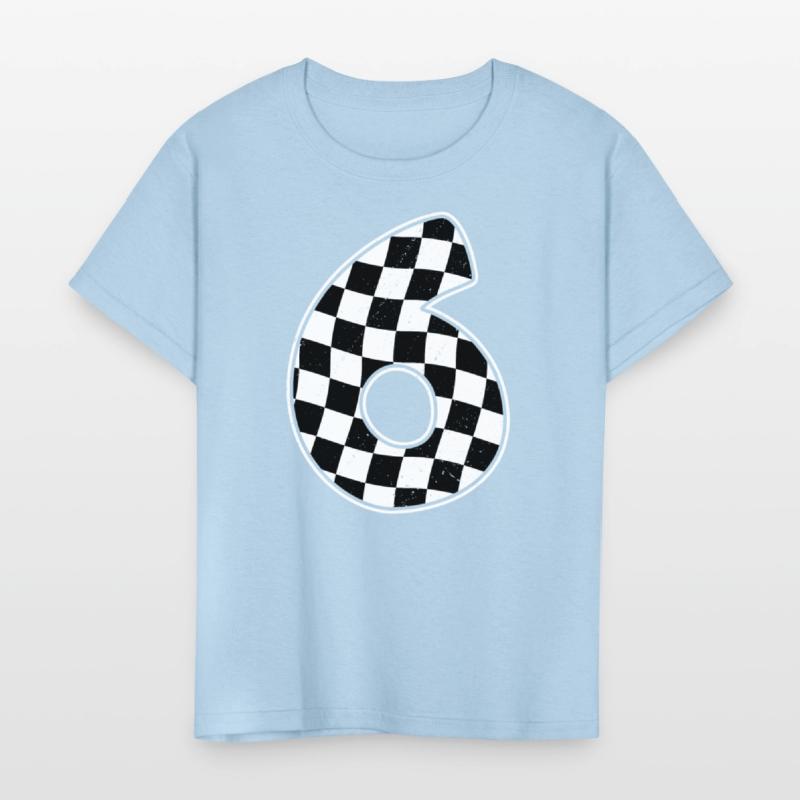 6th Birthday Checkered Number 6 Car Racing Flag