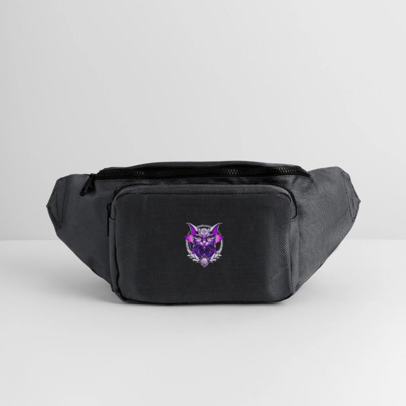 Black White purple Dragon Cat with wings the wizar