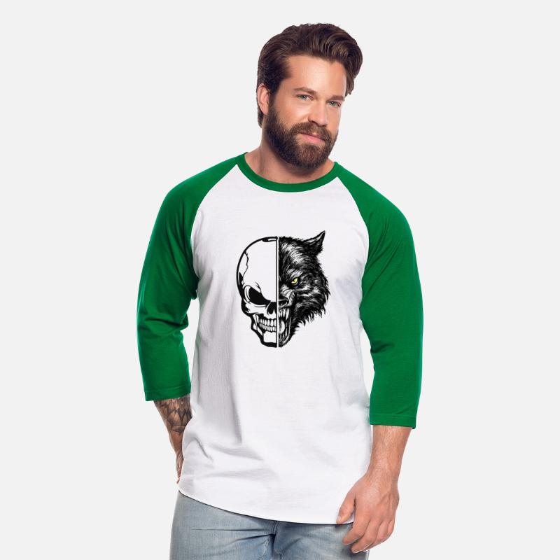 skull and wolf