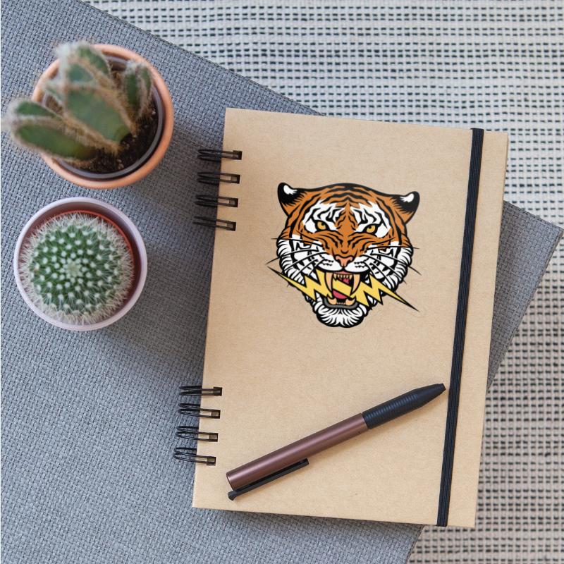 Tiger face and lightning bolt