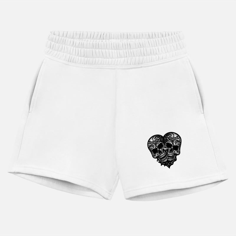 Two Skulls Heart Tattoo Tribal Style