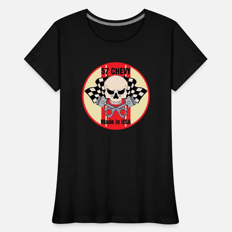 57 Chevy Made in USA skull & pistons