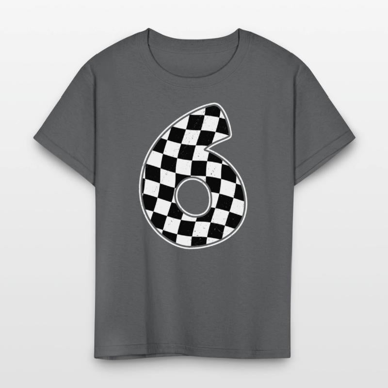 6th Birthday Checkered Number 6 Car Racing Flag