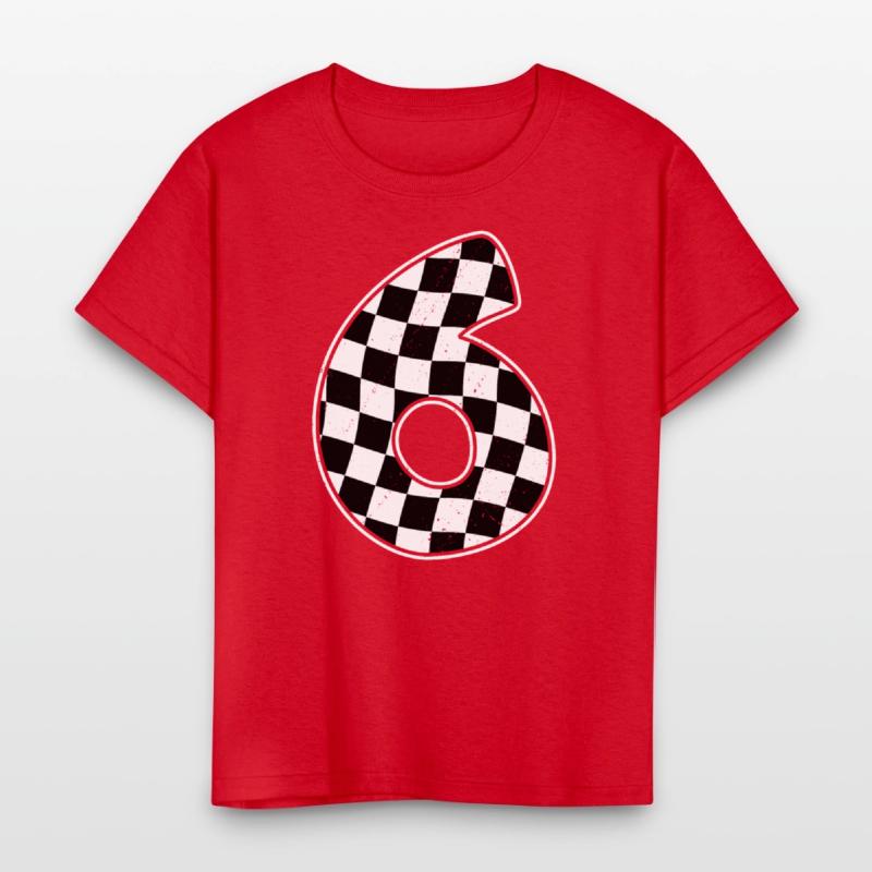 6th Birthday Checkered Number 6 Car Racing Flag