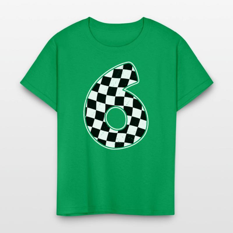 6th Birthday Checkered Number 6 Car Racing Flag