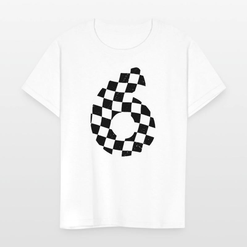 6th Birthday Checkered Number 6 Car Racing Flag