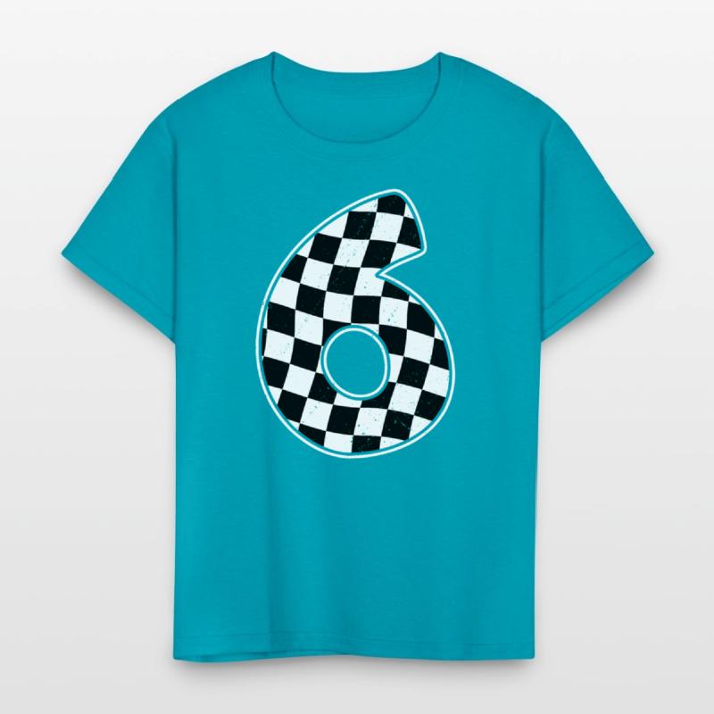 6th Birthday Checkered Number 6 Car Racing Flag