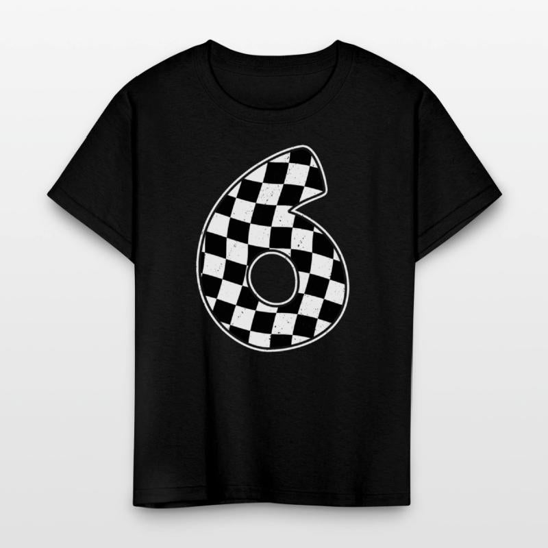 6th Birthday Checkered Number 6 Car Racing Flag