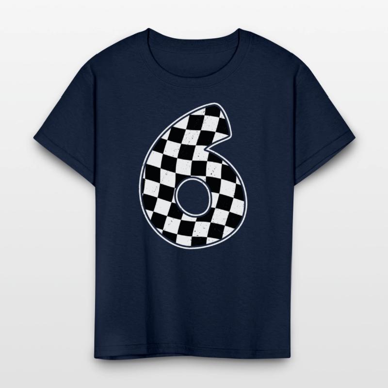 6th Birthday Checkered Number 6 Car Racing Flag