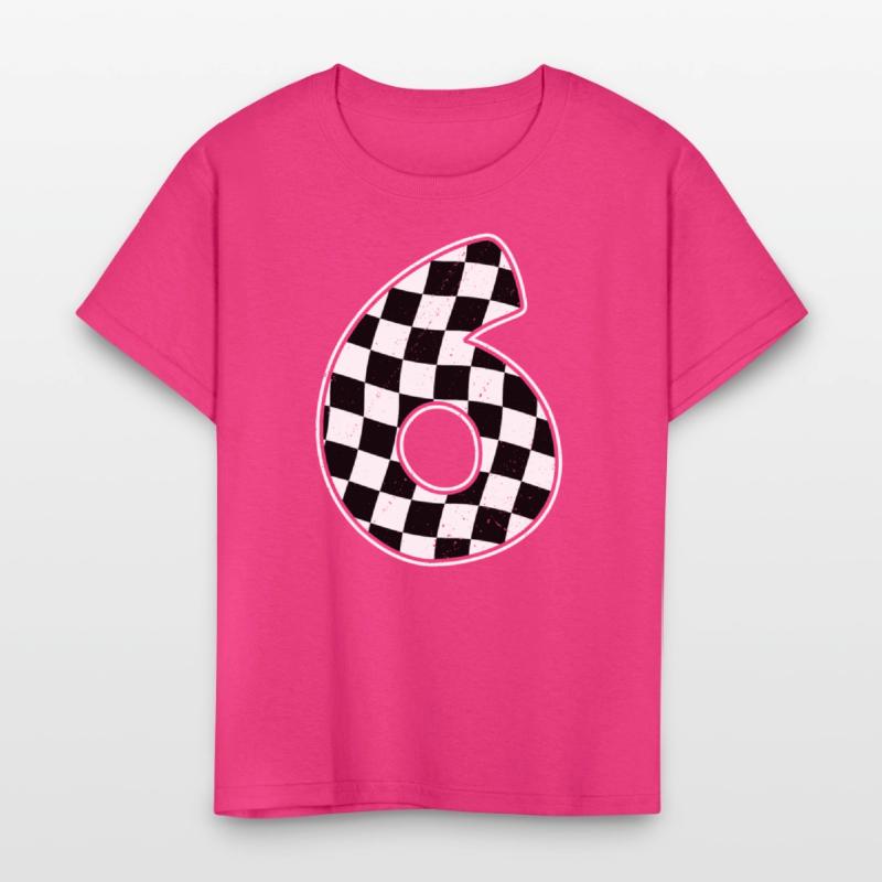 6th Birthday Checkered Number 6 Car Racing Flag