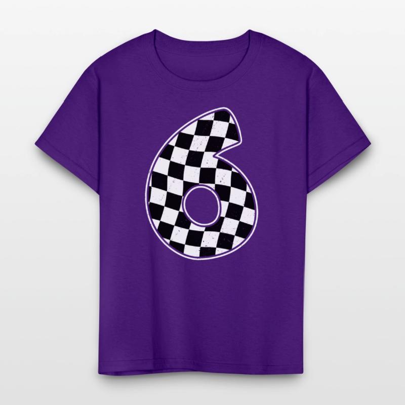 6th Birthday Checkered Number 6 Car Racing Flag