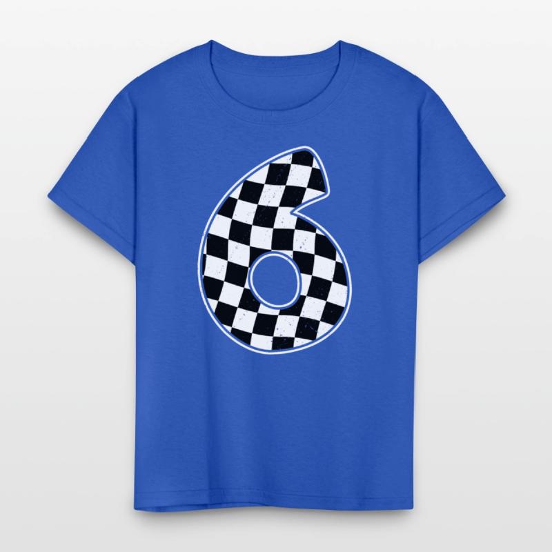 6th Birthday Checkered Number 6 Car Racing Flag