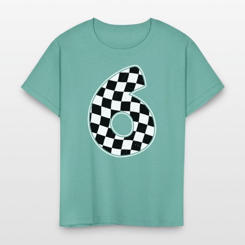 6th Birthday Checkered Number 6 Car Racing Flag