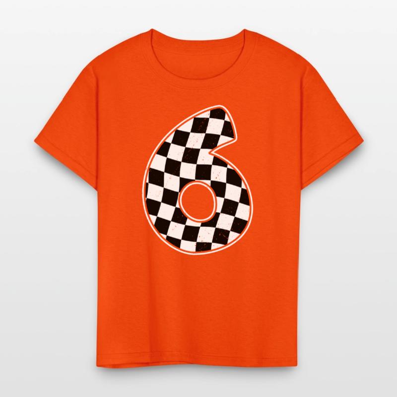 6th Birthday Checkered Number 6 Car Racing Flag