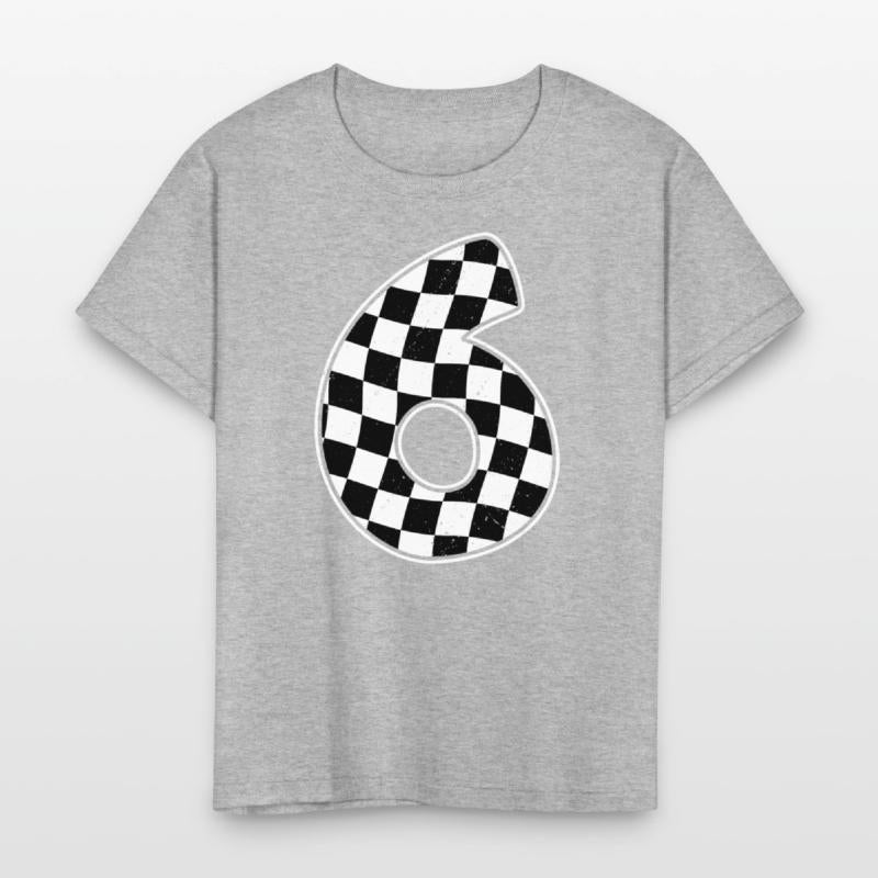 6th Birthday Checkered Number 6 Car Racing Flag
