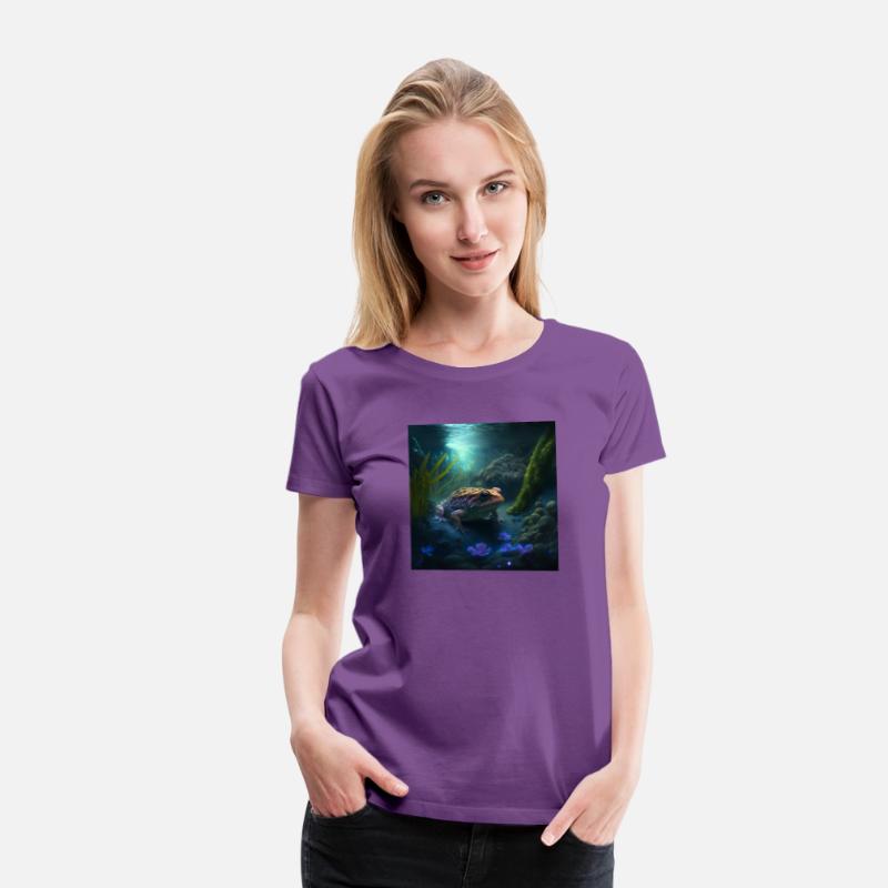 A toad in a creek the toad has blue glowing eyes