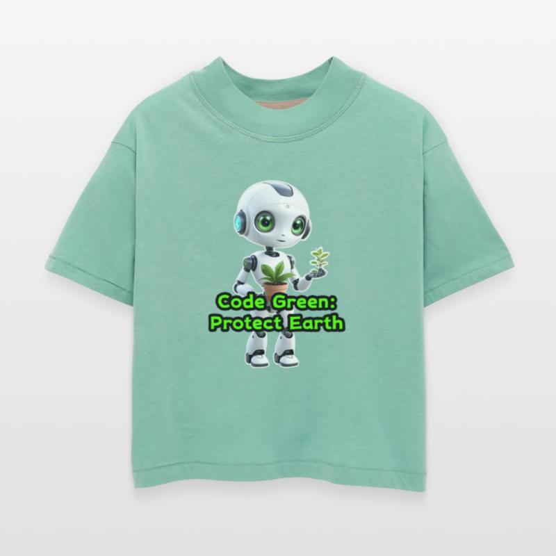 Adorable Robot Girl Holding a Plant – Eco Friendly