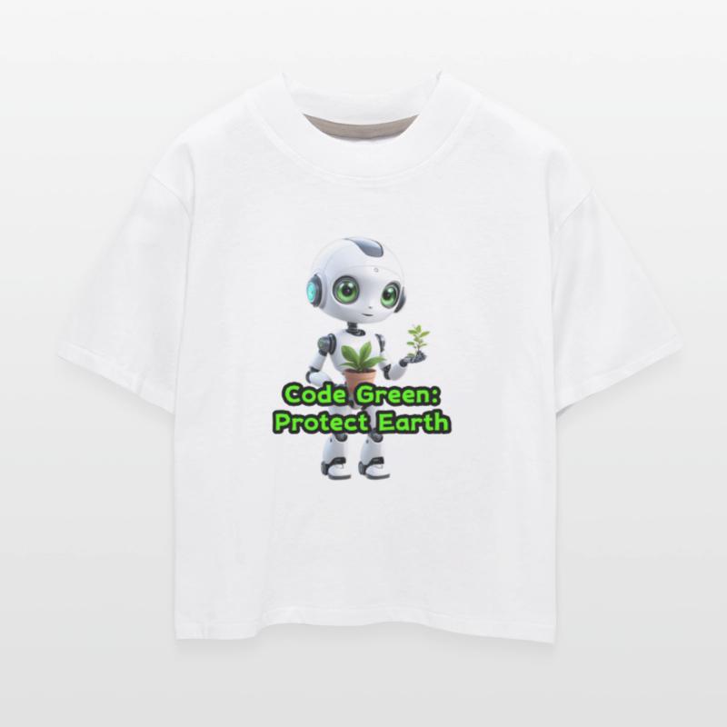 Adorable Robot Girl Holding a Plant – Eco Friendly