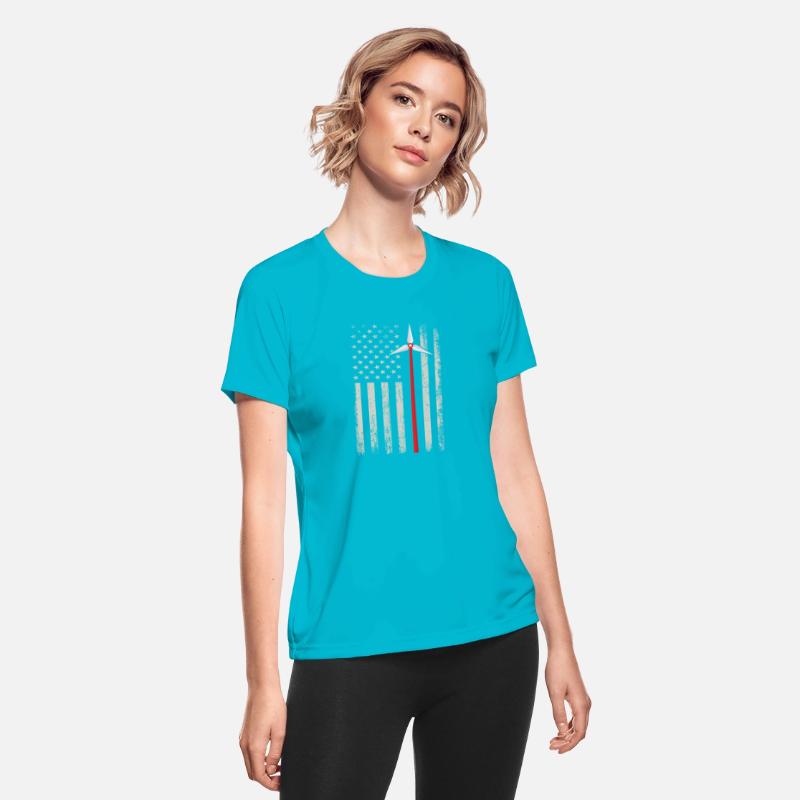 American Flag Engineer T shirt Wind Turbine