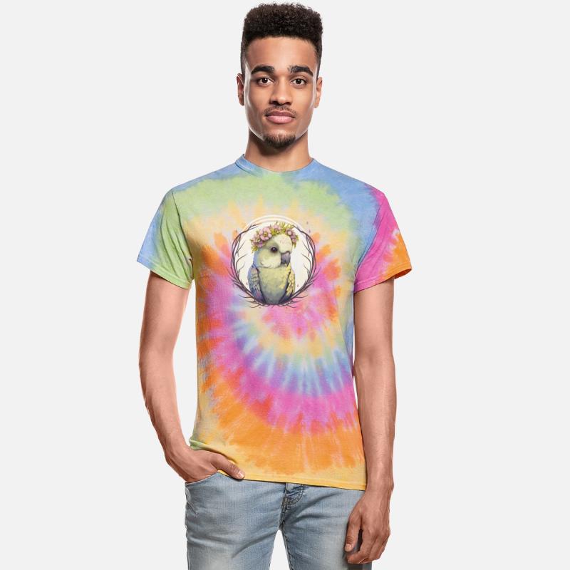 Artistic Watercolor Parakeet Bird Flower Crown Pet