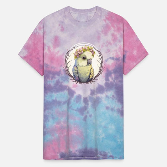 Artistic Watercolor Parakeet Bird Flower Crown Pet