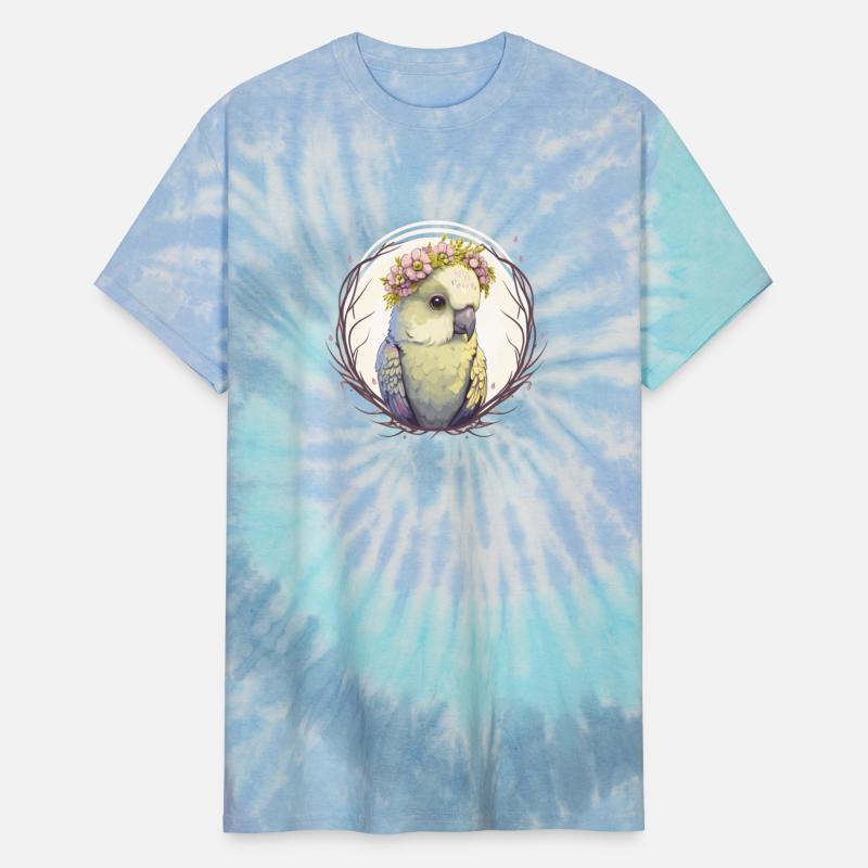 Artistic Watercolor Parakeet Bird Flower Crown Pet