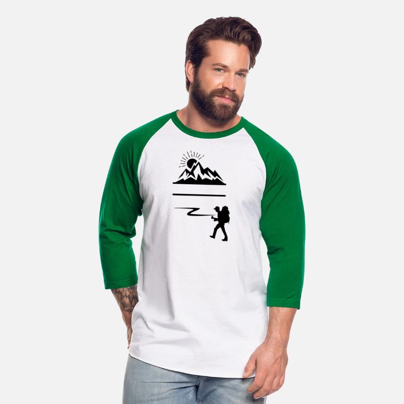 Backpack hiker with mountains