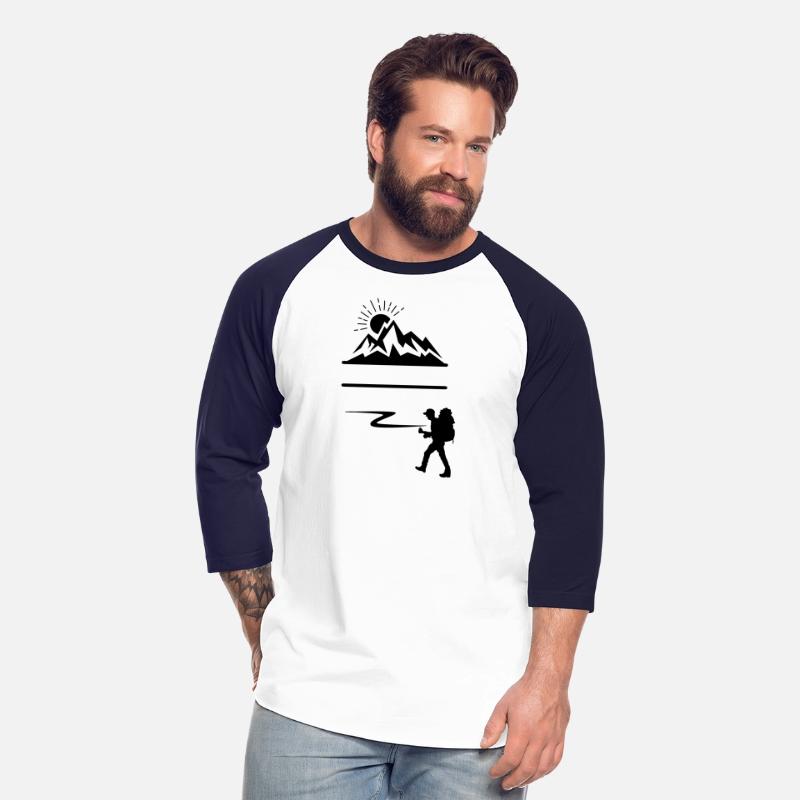 Backpack hiker with mountains
