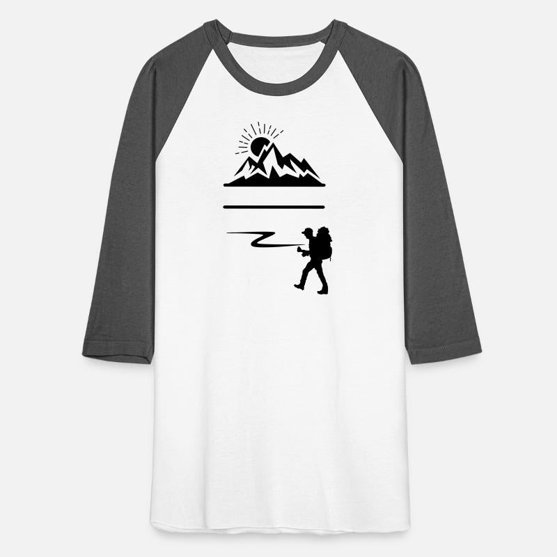 Backpack hiker with mountains