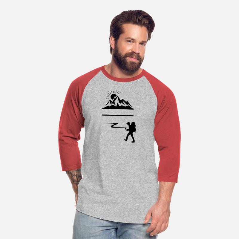 Backpack hiker with mountains