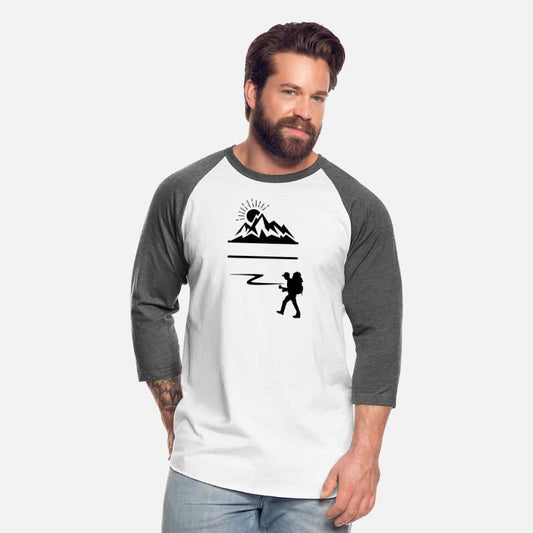 Backpack hiker with mountains