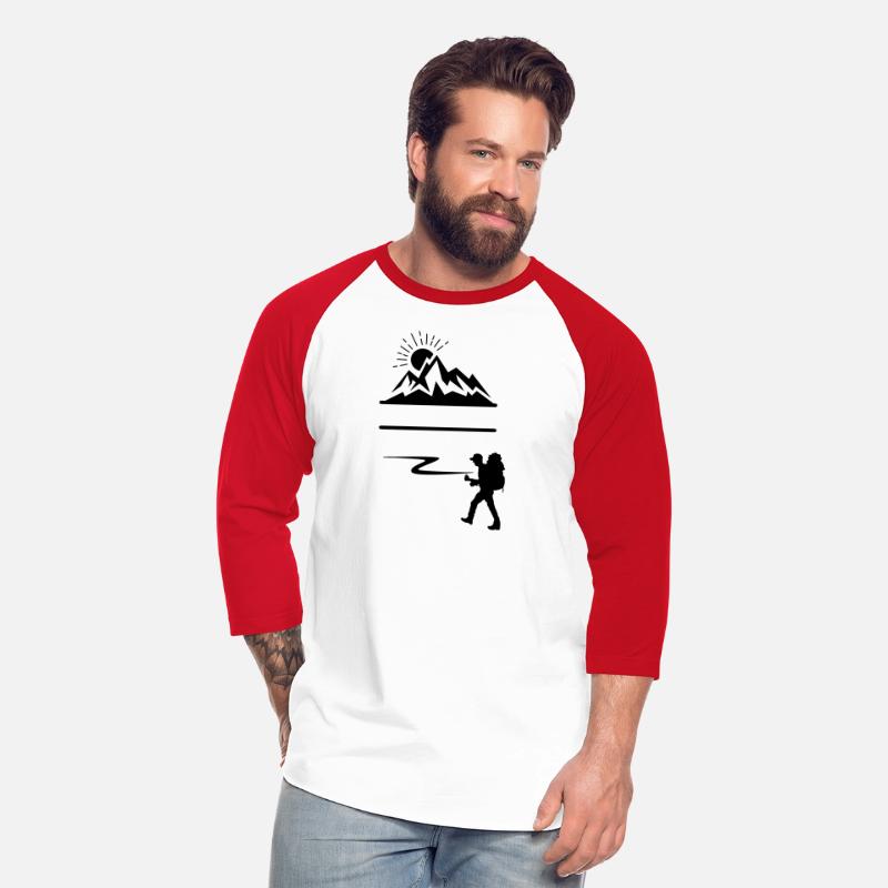 Backpack hiker with mountains