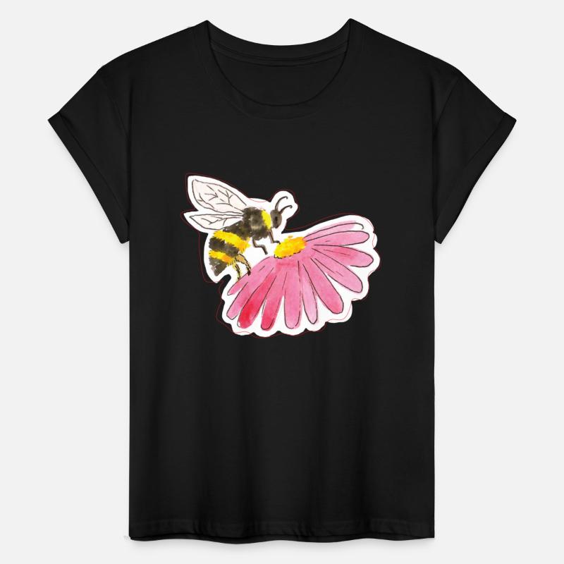 Bee pollinating flowers watercolor