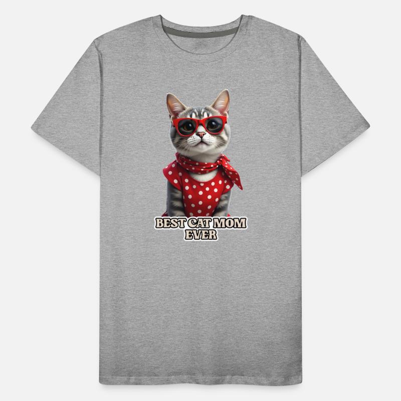 BEST CAT MOM EVER Stylish tabby cat wearing red