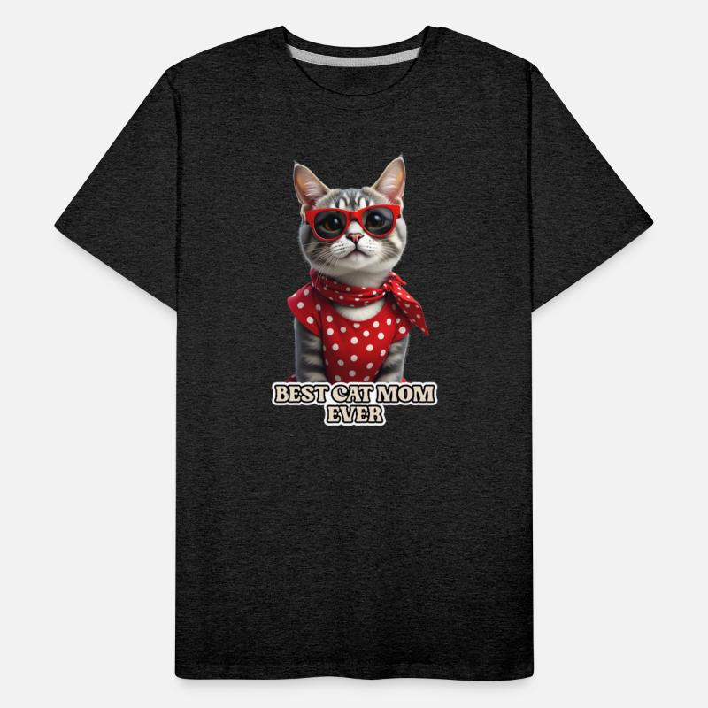 BEST CAT MOM EVER Stylish tabby cat wearing red