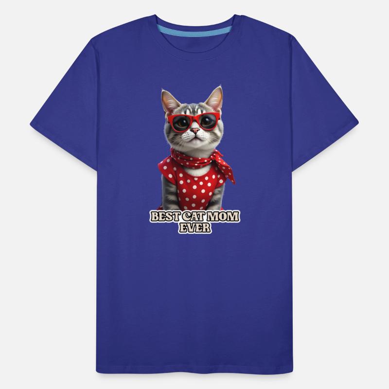 BEST CAT MOM EVER Stylish tabby cat wearing red
