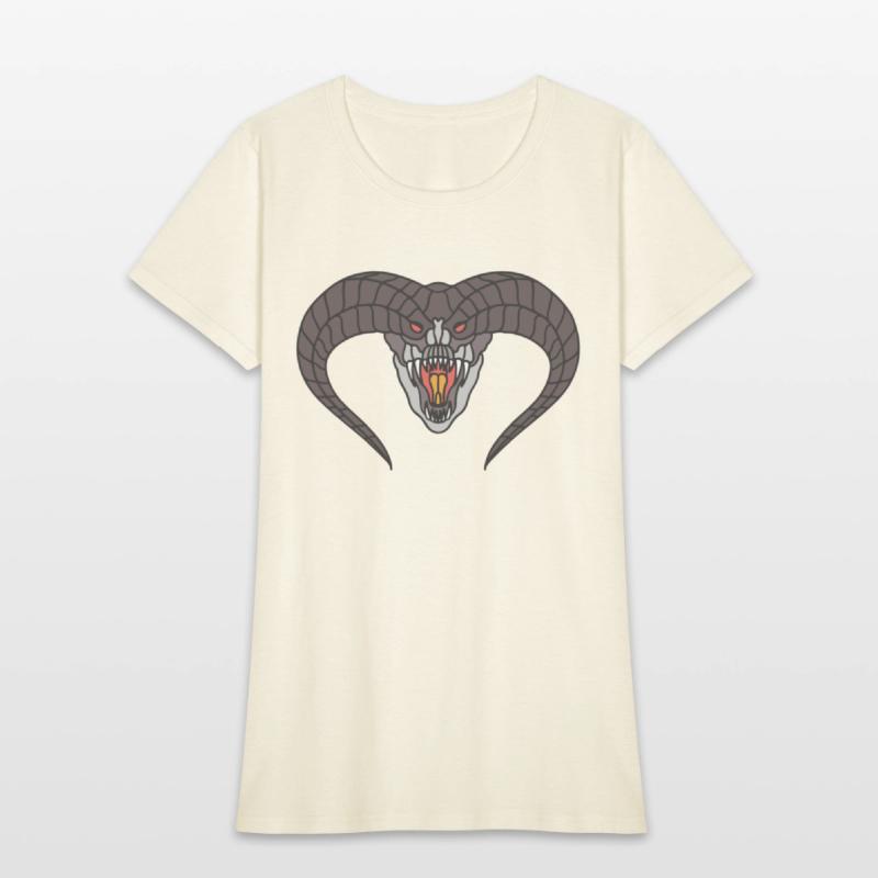 black Horned snake head with red eyes and fangs