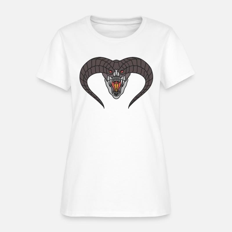 black Horned snake head with red eyes and fangs