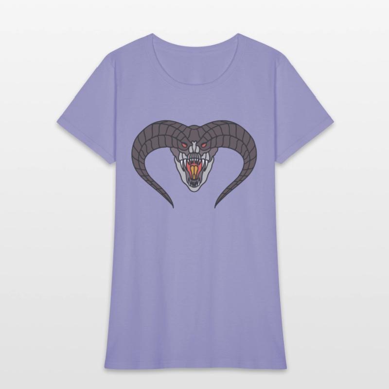 black Horned snake head with red eyes and fangs