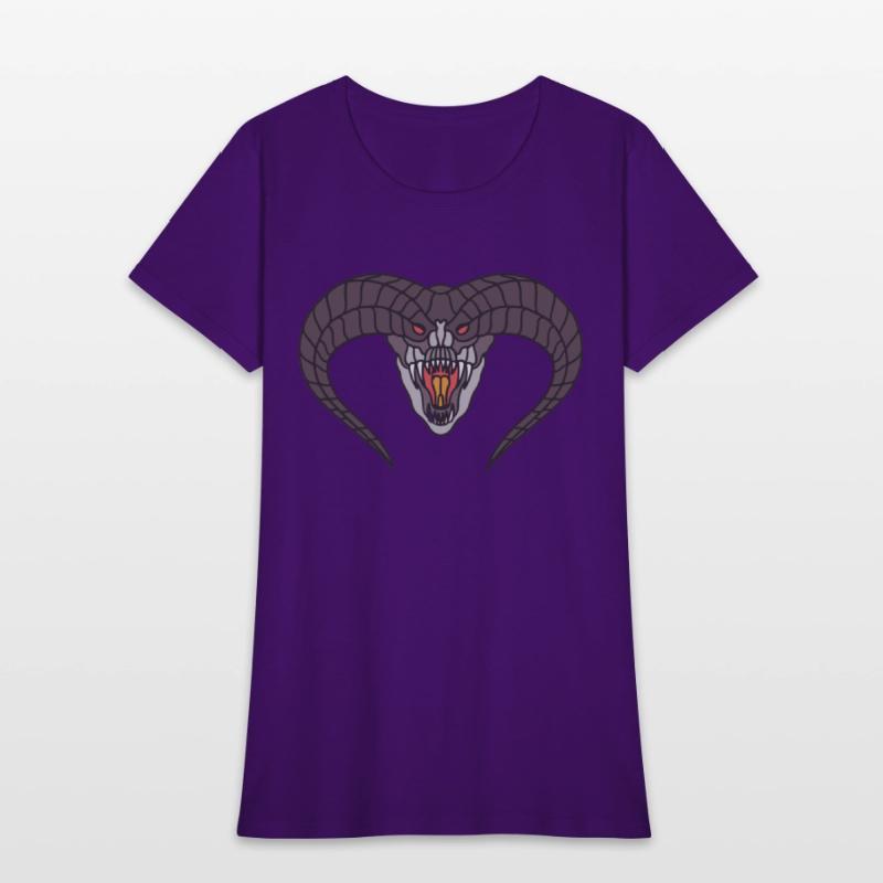 black Horned snake head with red eyes and fangs