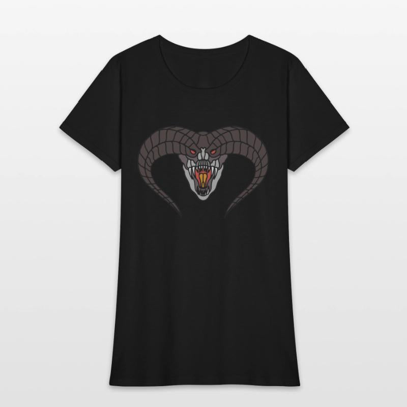 black Horned snake head with red eyes and fangs