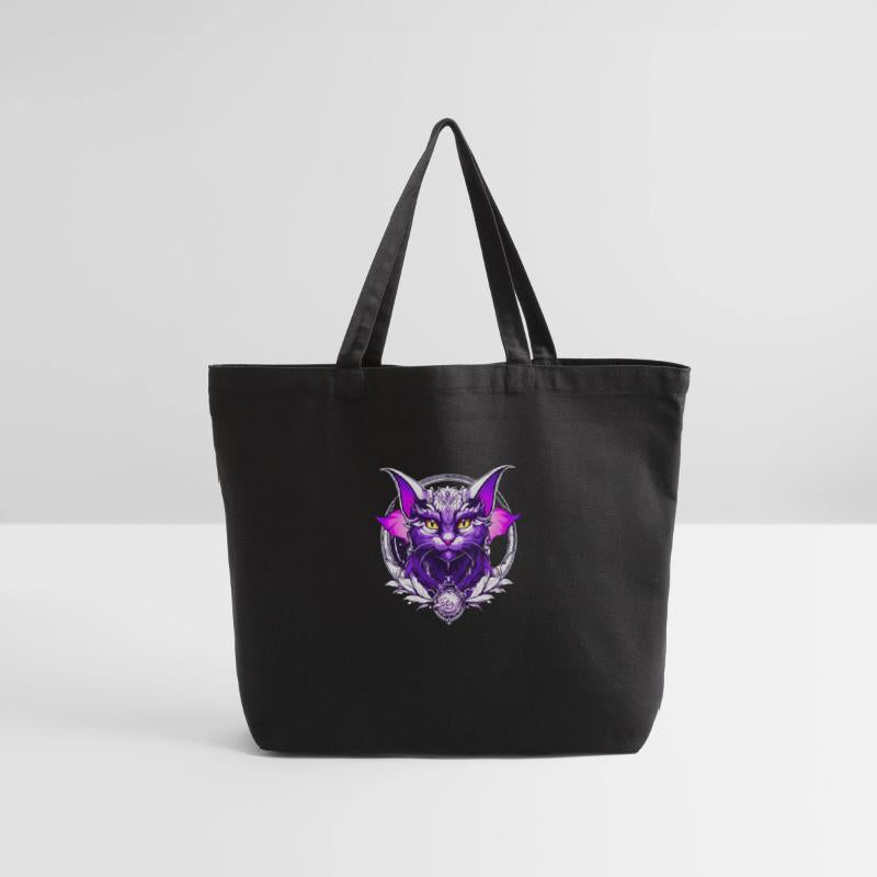 Black White purple Dragon Cat with wings the wizar