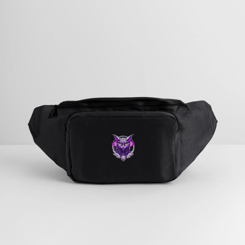 Black White purple Dragon Cat with wings the wizar