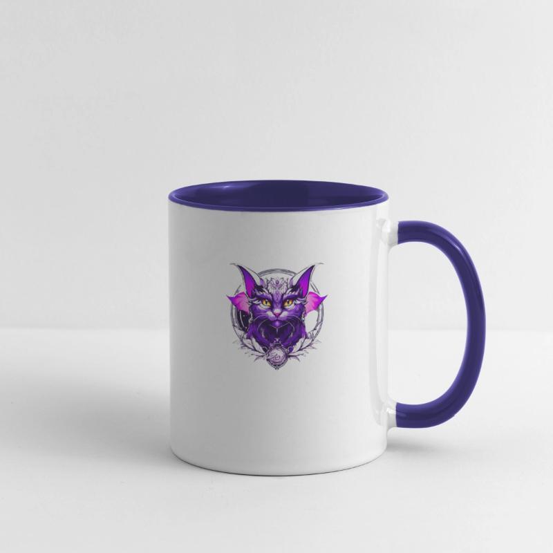 Black White purple Dragon Cat with wings the wizar