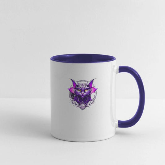 Black White purple Dragon Cat with wings the wizar