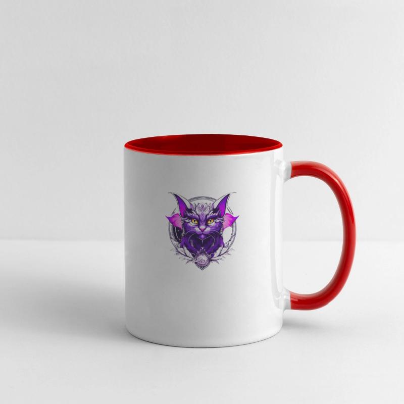Black White purple Dragon Cat with wings the wizar
