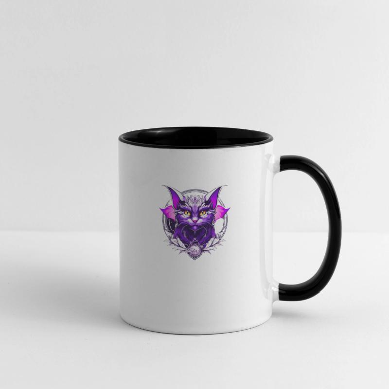 Black White purple Dragon Cat with wings the wizar