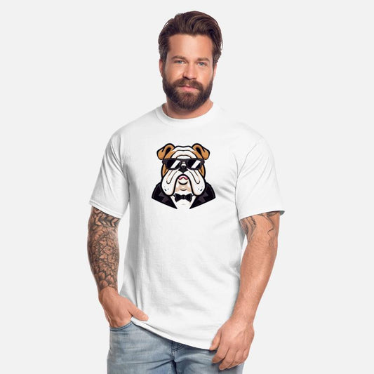 BULLDOG IN TUXEDO WEARING SUNGLASSES PETS ANIMALS