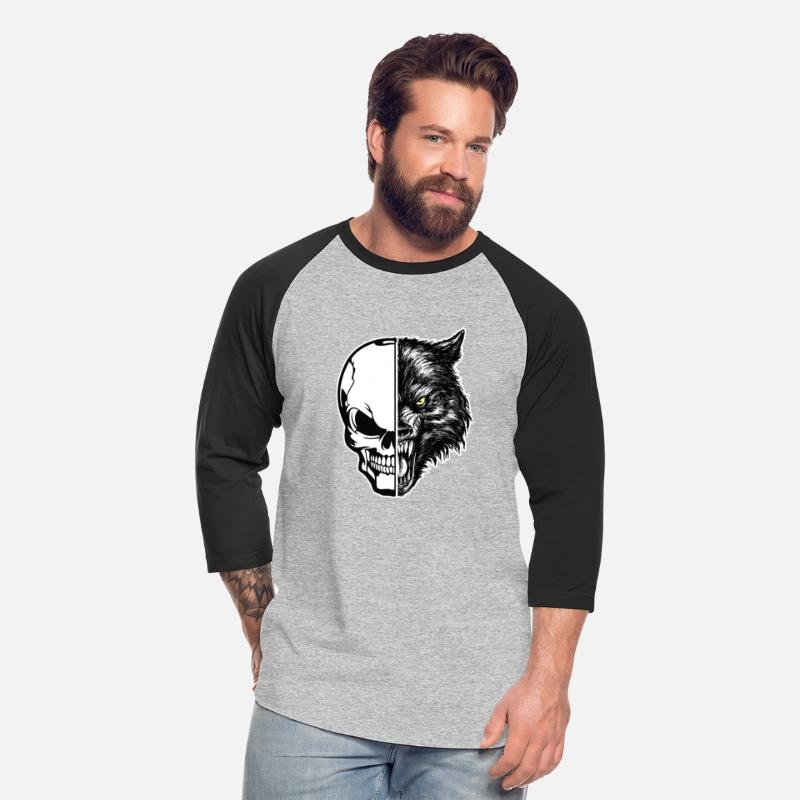 skull and wolf