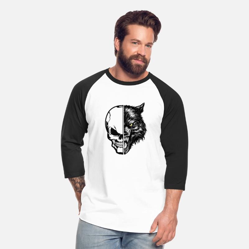 skull and wolf
